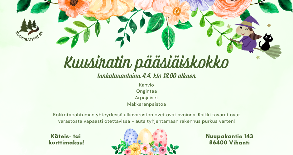 Perinteinen kokkotapahtuma kylätalolla lankalauantaina